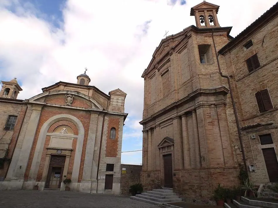 Corinaldo: Exploring the Heart of Ancona Province 16 Front view of the churches Santa Maria del Suffragio and dell'Addolorata, Corinaldo