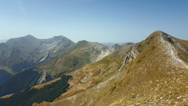 Hiking Trail Difficulty Classification in Italy View from Sibilla mount walking in the direction of Vettore